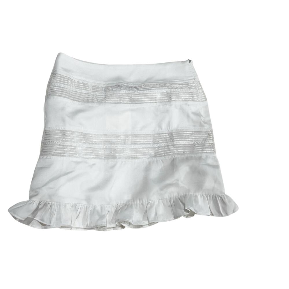 Skylar Rose Women's Soft Stretchy Mini Skirt with Ruffles White Size Small NWT - Picture 6 of 12